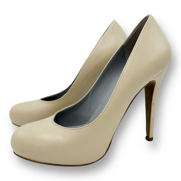 Sergio Rossi Hidden Platform Cream Leather Stiletto Pumps Sz EUR 38.5 US 8 - Picture 3 of 16
